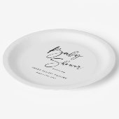 黒とモダン白の赤ちゃんシャワー ペーパープレート (アングル)