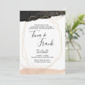 黒とモダン赤面ピンク 招待状 (スタンド正面)