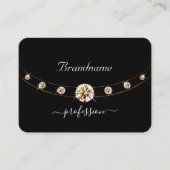 黒とモダン金ゴールドとイニシャルRhinestones 名刺 (正面)