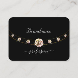 黒とモダン金ゴールドとイニシャルRhinestones 名刺