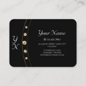 黒とモダン金ゴールドとイニシャルRhinestones 名刺 (裏面)