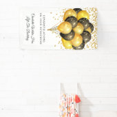 黒とモダン金ゴールドのバルーン紙吹雪の削除 横断幕 (インサイチュ)