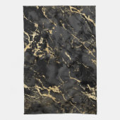 黒とモダン金ゴールドの大理石のパターン キッチンタオル (縦)