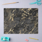 黒とモダン金ゴールドの大理石のパターン 薄葉紙 (クラフト)