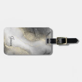 黒とモダン金ゴールドの大理石 ラゲッジタグ (正面横)