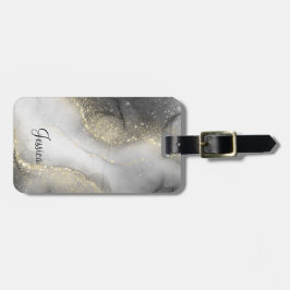 黒とモダン金ゴールドの大理石 ラゲッジタグ