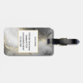 黒とモダン金ゴールドの大理石 ラゲッジタグ (裏面横)