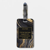 黒とモダン金ゴールドの大理石 ラゲッジタグ (裏面縦)