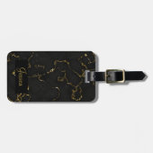 黒とモダン金ゴールドの大理石 ラゲッジタグ (正面横)