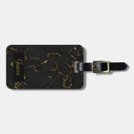 黒とモダン金ゴールドの大理石 ラゲッジタグ