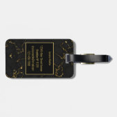 黒とモダン金ゴールドの大理石 ラゲッジタグ (裏面横)