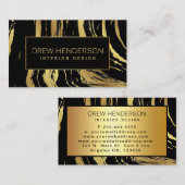 黒とモダン金ゴールドの縞模様 名刺 (正面/裏面)
