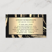 黒とモダン金ゴールドの縞模様 名刺 (裏面)