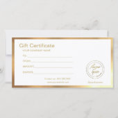 黒とモダン金ゴールドロゴのギフト証明書の追加 (裏面)