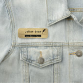 黒とモダン金ゴールド公証人のクイルのアイコン 名札 (インサイチュ)