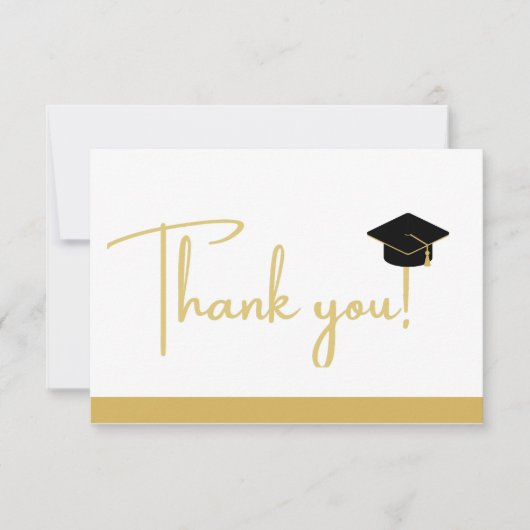 黒とモダン金ゴールド白の卒業ありがとうC サンキューカード (正面)