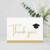 黒とモダン金ゴールド白の卒業ありがとうC サンキューカード (スタンド正面)
