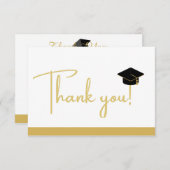 黒とモダン金ゴールド白の卒業ありがとうC サンキューカード (正面/裏面)