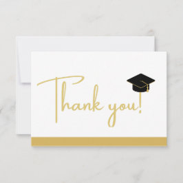 黒とモダン金ゴールド白の卒業ありがとうC サンキューカード