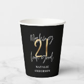 黒とモダン金ゴールド21歳の誕生日パーティー 紙コップ (裏面)