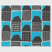 黒とモダンbの家の継ぎ目のない模様 ラッピングペーパー (フラット)