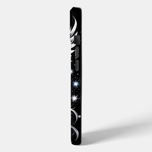 黒とモノグラムの銀のタトゥーエンジェル Case-Mate iPhoneケース (裏面 / 左)