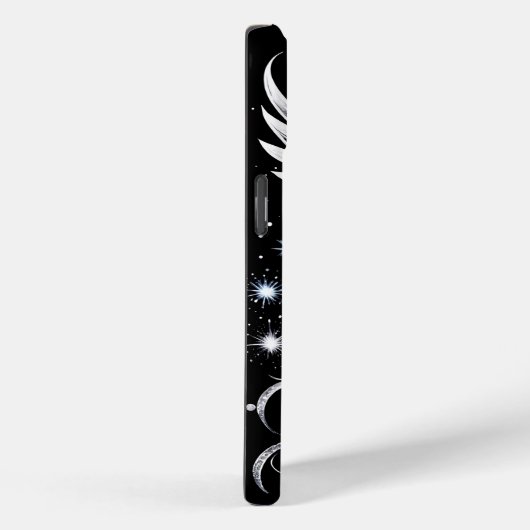 黒とモノグラムの銀のタトゥーエンジェル Case-Mate iPhoneケース (裏面 / 右)