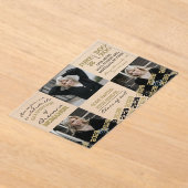 黒とユニーク金ゴールド卒業3写真フロステッド アクリル招待状 (レイダウン)