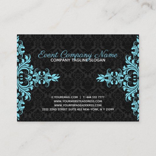 黒とライトブルーのフローラ 名刺 (裏面)