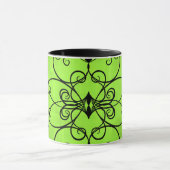 黒とライムグリーンのハートと渦巻き マグカップ (中央)