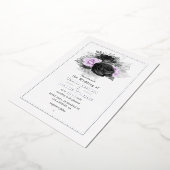 黒とライラックの花柄の結婚式箔押し招待状 箔招待状 (回転した状態)