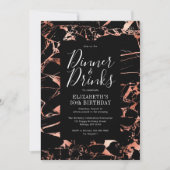 黒とローズゴールドの大理石　30歳の誕生日 招待状 (正面)