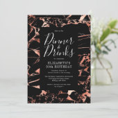 黒とローズゴールドの大理石　30歳の誕生日 招待状 (スタンド正面)