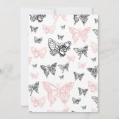 黒とローズゴールドの蝶々 白のブライダルシャワー 招待状 (裏面)