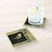 黒とヴィンテージの背景 ガラスコースター (アングル)