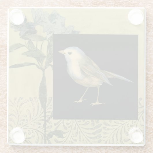 黒とヴィンテージの背景 ガラスコースター (裏面)