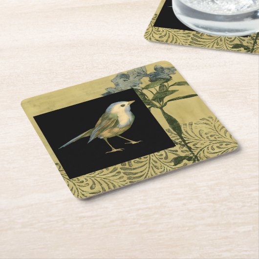 黒とヴィンテージの背景 スクエアペーパーコースター (アングル)