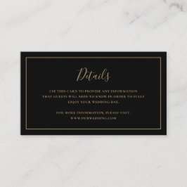 黒と伝統的金ゴールドエレガントな結婚式 エンクロージャーカード