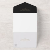 黒と伝統的金ゴールドエレガントな結婚式 オールインワン招待状 (外側)