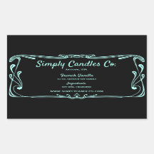 黒と光のティール（緑がかった色）縁どキャンドルの瓶ラベル