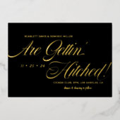 黒と光沢のあるミニマリストフォイル結婚式招待状 箔招待状 (正面)