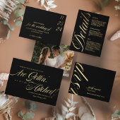 黒と光沢のあるミニマリストフォイル結婚式招待状 箔招待状