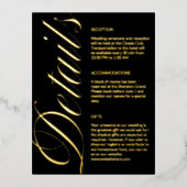 黒と光沢のあるミニマル結婚リストの詳細カード 箔シーズンポストカード (正面)