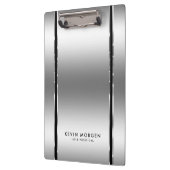 黒と光沢のあるメタリックシルバーグレーストライプの クリップボード (左)