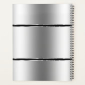 黒と光沢のあるメタリック銀ストライプ色 プランナー手帳 (裏面)