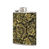 黒と光沢のある金ゴールドの花模様 フラスク (左)
