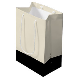 黒と卵殻の白ユニセックス色ブロック ミディアムペーパーバッグ