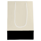 黒と卵殻の白ユニセックス色ブロック ミディアムペーパーバッグ (裏面)
