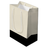 黒と卵殻の白ユニセックス色ブロック ミディアムペーパーバッグ (裏面アングル)