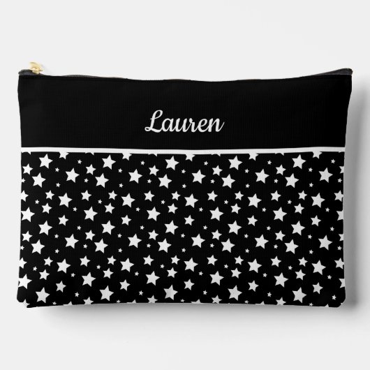 黒と名前をカスタムするに白い星 アクセサリーポーチ (正面)